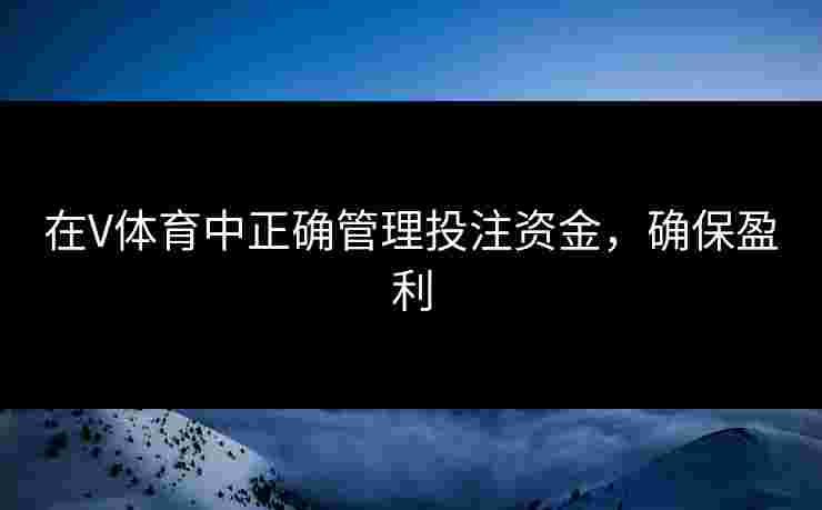 在V体育中正确管理投注资金，确保盈利