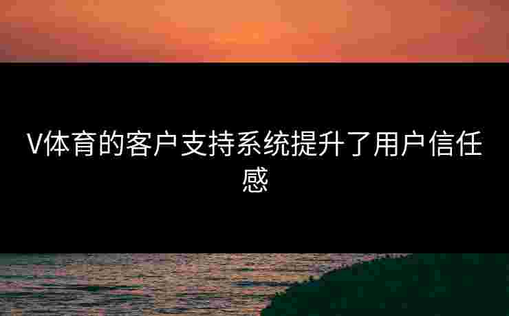 V体育的客户支持系统提升了用户信任感